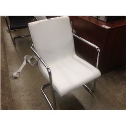 WHITE  CHROME FRAMED SLED BASED CLIENT CHAIR