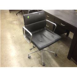 BLACK LEATHER MID BACK EXECUTIVE CHAIR