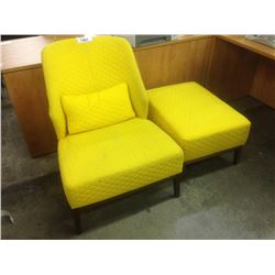 YELLOW TUFTED LOUNGE CHAIR WITH MATCHING OTTOMAN