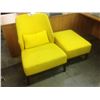 Image 1 : YELLOW TUFTED LOUNGE CHAIR WITH MATCHING OTTOMAN