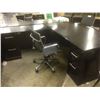 Image 2 : DARK WOOD BOW FRONT L-SHAPE EXECUTIVE DESK