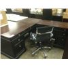 Image 1 : CHERRY AND BLACK L-SHAPE EXECUTIVE DESK