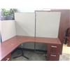 Image 2 : LOT OF 6- 6X6' TAYCO MAHOGANY MODULAR WORK STATIONS C/W OVER HEAD STORAGE