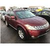 Image 2 : 2006 NISSAN MURANO SE AWD, 4 DOOR SUV, RED, VIN # JN8AZ08W86W527491