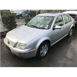 2001 VOLKSWAGEN JETTA, 4 DOOR SEDAN, GREY, VIN # 3VWSK69M31M163944