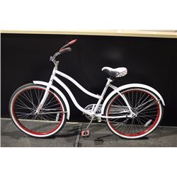 WHITE HUFFY CRANBROOK SINGLE SPEED CRUISE BIKE