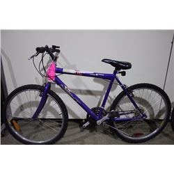 2 BIKES: PURPLE NEXT MOUNTAIN BIKE & SILVER DIAMONDBACK STUNT BACK