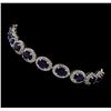 Image 2 : 14KT White Gold 10.46ctw Sapphire and Diamond Bracelet