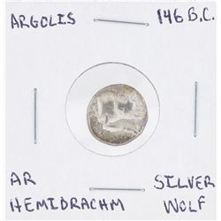 146 BC Argolis AR Hemidrachm Silver Wolf Coin