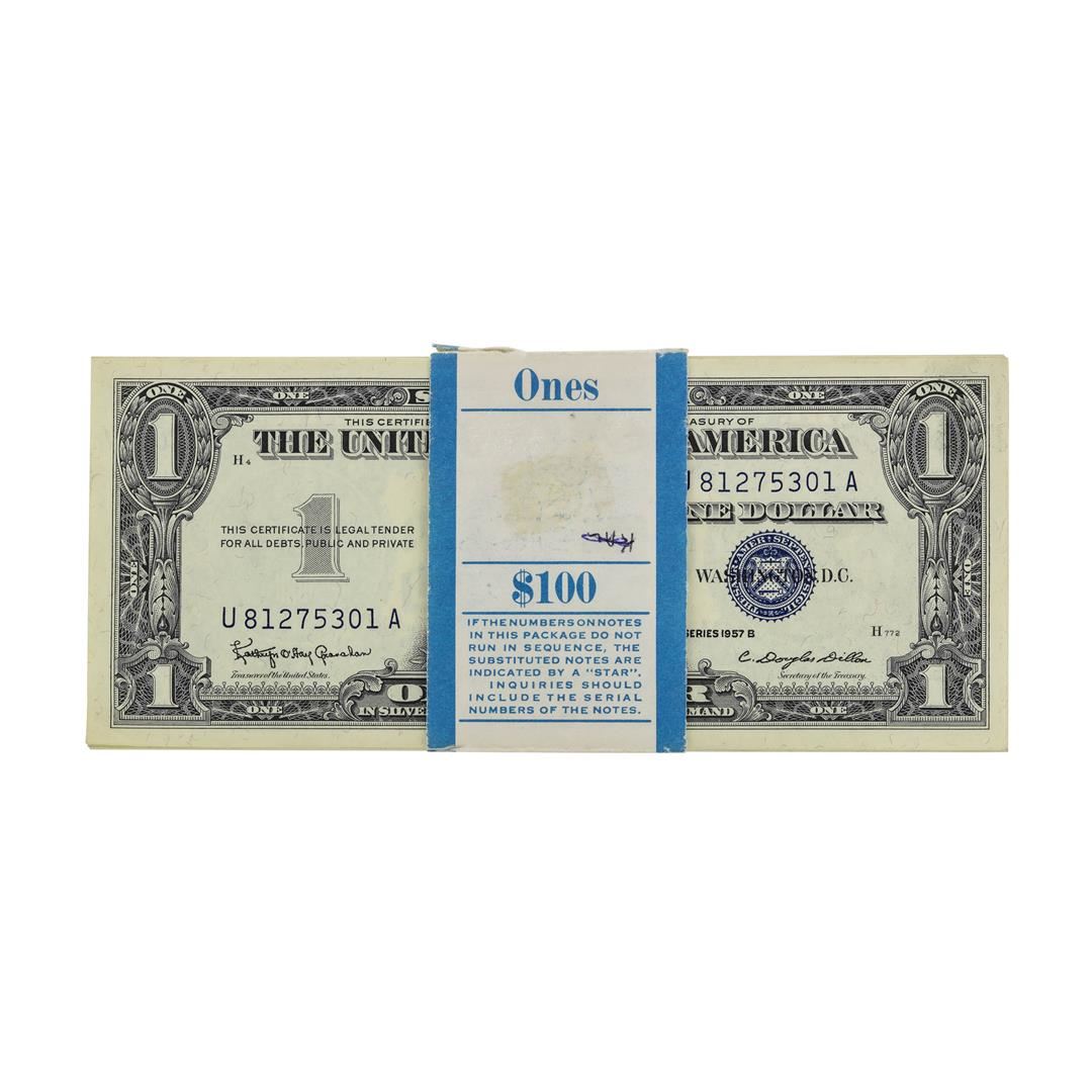 (100) Consecutive 1957B $1 Silver Certificate Notes - 1 Star Note