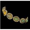Image 2 : 14KT Yellow Gold 17.95ctw Opal and Diamond Bracelet