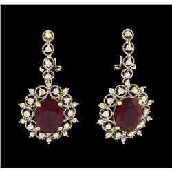 14KT Yellow Gold 10.35ctw Ruby and Diamond Earrings