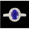 Image 2 : 14KT White Gold 1.76ct Tanzanite and Diamond Ring