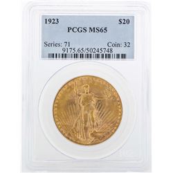 1923 $20 St. Gaudens Double Eagle Gold Coin PCGS MS65