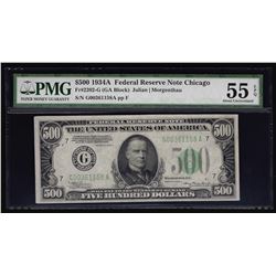 1934A $500 Federal Reserve Note Chicago PMG About Uncirculated 55EPQ