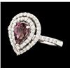 Image 1 : Platinum 1.61ct Pink Sapphire and Diamond Ring