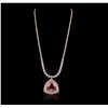Image 2 : 14KT Rose Gold GIA Certified 42.81ct Morganite and Diamond Necklace