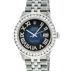 Rolex Mens Stainless Steel 3.50ctw Diamond Datejust Wristwatch