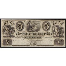 1830's $5 The Tecumseh Bank Obsolete Bank Note