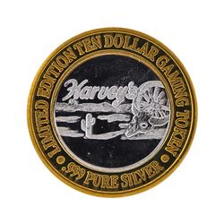 .999 Silver Harveys Lake Tahoe, Nevada $10 Casino Gaming Token Limited Edition