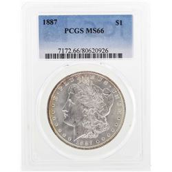 1887 $1 Morgan Silver Dollar Coin PCGS MS66
