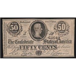 1864 Fifty Cents Confederate States of America Note