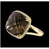 Image 1 : 14KT Yellow Gold 8.62ct Smoky Quartz and Diamond Ring