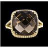 Image 2 : 14KT Yellow Gold 8.62ct Smoky Quartz and Diamond Ring