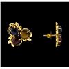 Image 2 : 22KT Yellow Gold 12.27ctw Cabochon Tigers Eyes and Black Onyx Earrings