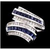 Image 2 : 14KT White Gold 1.26ctw Sapphire and Diamond Ring