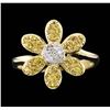 Image 2 : 14KT Yellow Gold 0.70ctw Yellow Sapphire and Diamond Ring