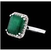 Image 1 : 14KT White Gold 3.65ct Emerald and Diamond Ring