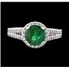 Image 2 : 14KT White Gold 1.23ct Emerald and Diamond Ring
