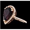 Image 1 : 14KT Rose Gold 3.78ct Rubellite and Diamond Ring