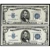 Image 1 : Lot of (2) 1934A $5 Silver Certificate Notes