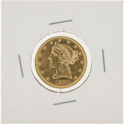 1880 $5 Liberty Head Half Eagle Gold Coin