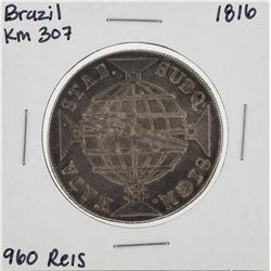 1816 Brazil KM307 960 Reis Silver Coin