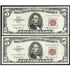 Image 1 : Lot of (2) 1963 $5 Red Seal Legal Tender Notes