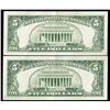 Image 2 : Lot of (2) 1963 $5 Red Seal Legal Tender Notes