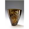 Image 1 : SALIR, Murano - Renato Guttuso - Vase, - farbloses Glas. Rotbrauner Überfang, tief geschnitten...