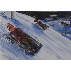Winter Fun painting Robert A. Langdon - peinture Plaisirs d'hiver