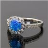 Image 3 : Sterling Silver and Blue Opal Halo Ring