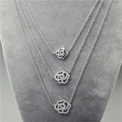 Sterling Silver and Cubic Zirconi Layered Necklace