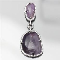 Sterling Silver and Synthetic Purple Stone Drop Pendant