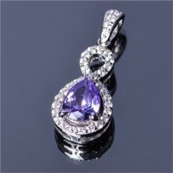 Sterling Silver Pear Shape Amethyst Pendant