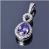 Image 1 : Sterling Silver Pear Shape Amethyst Pendant