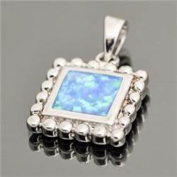 Sterling Silver and Synthetic Blue Opal Pendant