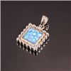Image 2 : Sterling Silver and Synthetic Blue Opal Pendant