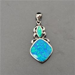 Sterling Silver Synthetic Blue Opal Pendant