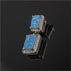 Sterling and Synthetic Blue Opal Pendant